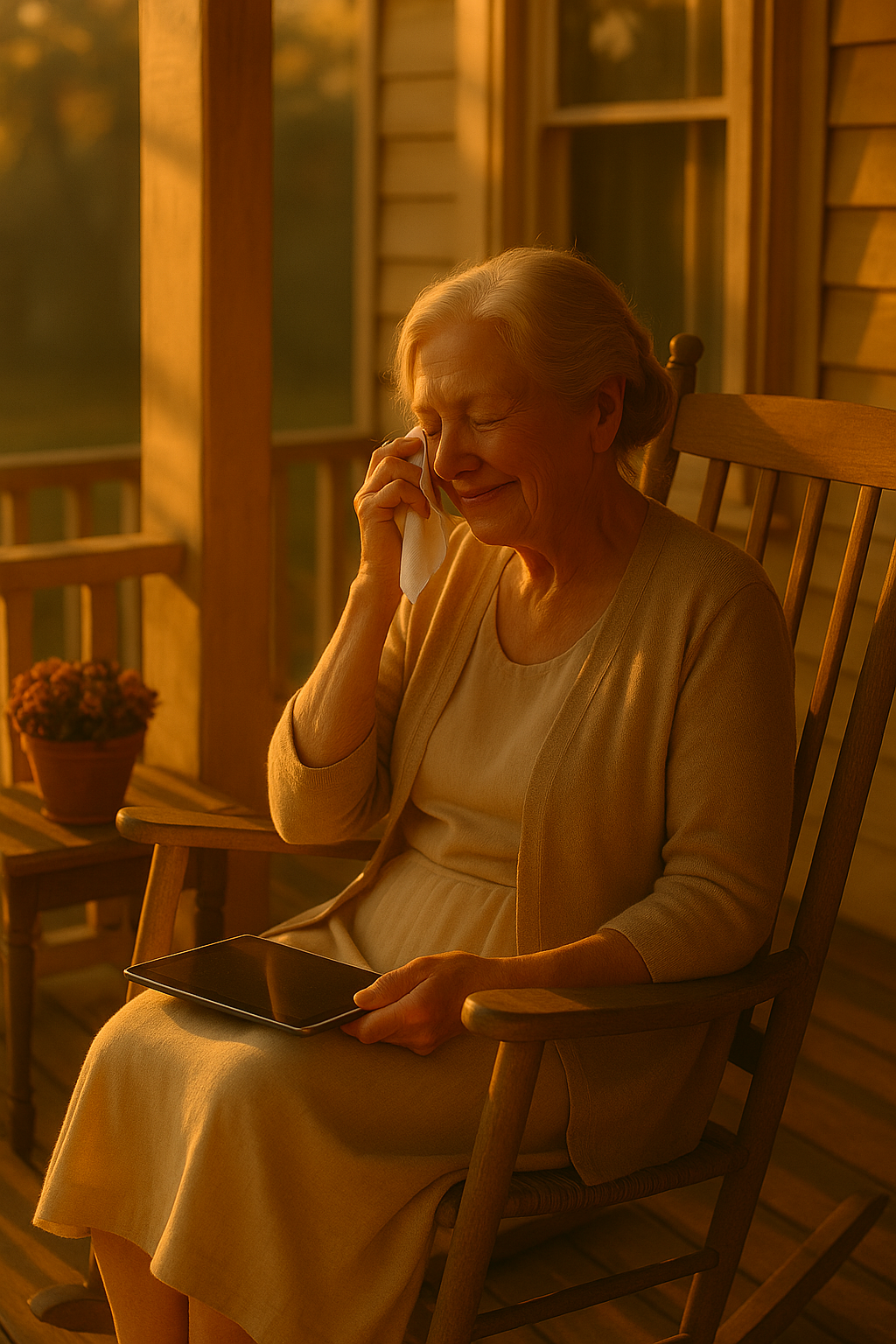 Grand-mère avec tablette